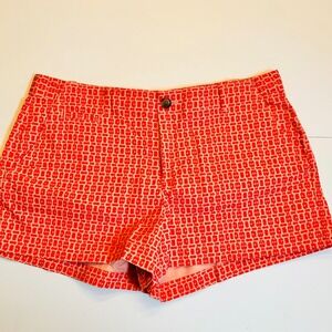 GAP Summer Shorts Womens Size 8 Coral Red Geometric Patterned Casual Everyday